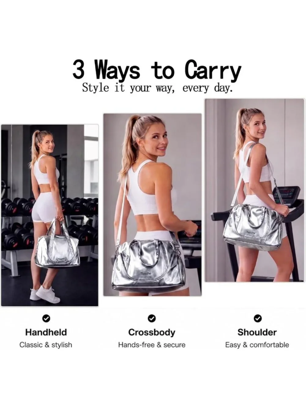 Expandable Travel Gym Duffel Bag with Shoe Compartment for Women & Men